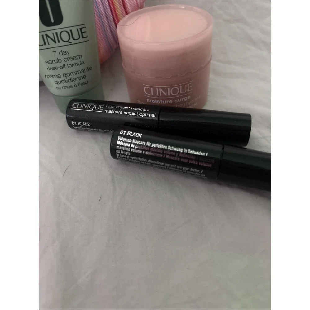 Clinique Lot Of 9 Stocking Stuffers All New Scrubs Make Up Bag